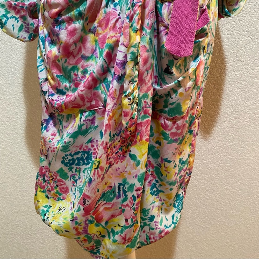 Vtg Victorias Secret Bathrobe One Size Pink Floral Terry Lined Gold Label *FLAWS - Picture 3 of 16